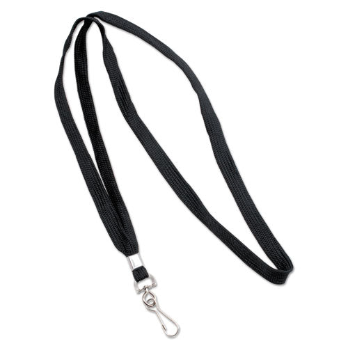 Image of Advantus Deluxe Lanyards, Metal J-Hook Fastener, 36" Long, Black, 24/Box