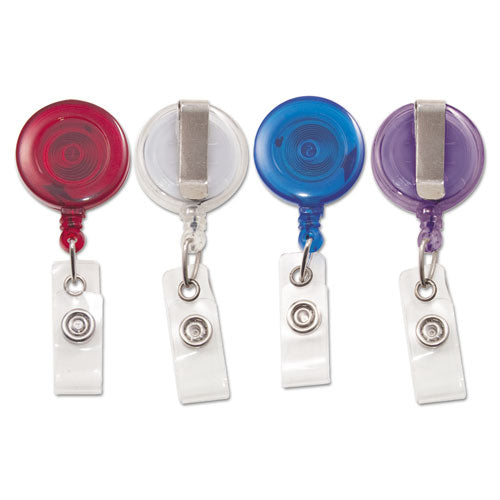 Image of Advantus Translucent Retractable ID Card Reel, 30" Extension, Assorted Colors, 4/Pack