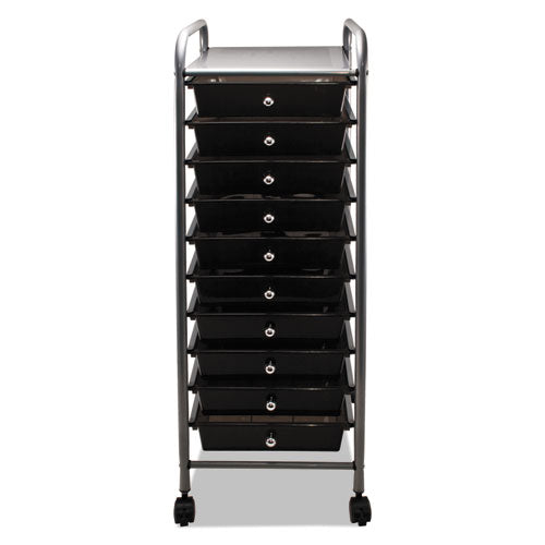 Image of Advantus Portable Drawer Organizer, Metal, 1 Shelf, 10 Drawers, 13" x 15.38" x 37.75", Matte Gray/Smoke