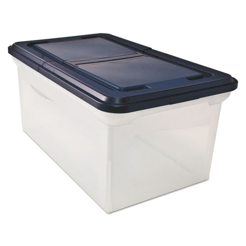 Image of Innovative Storage Designs Extra-Capacity 28" File Tote, Letter Files, 23.25" X 14.25" X 10.63", Clear/navy