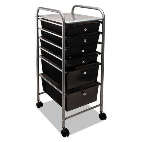Image of Advantus Portable Drawer Organizer, Metal, 1 Shelf, 6 Drawers, 13" x 15.38" x 32.13", Matte Gray/Smoke