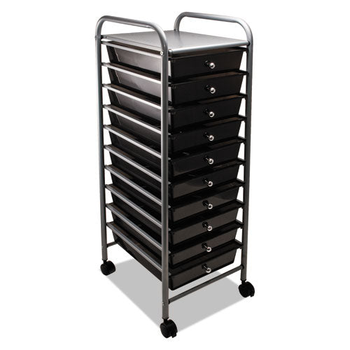 Image of Advantus Portable Drawer Organizer, Metal, 1 Shelf, 10 Drawers, 13" x 15.38" x 37.75", Matte Gray/Smoke