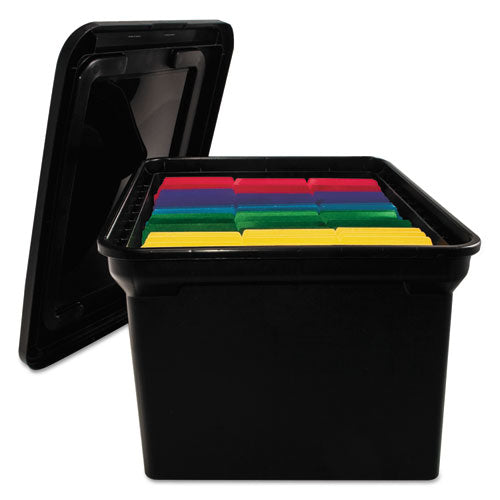 Image of Advantus File Tote with Lid, Letter/Legal Files, 14.25" x 18" x 10.88", Black