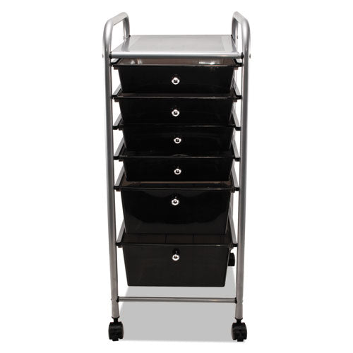 Image of Advantus Portable Drawer Organizer, Metal, 1 Shelf, 6 Drawers, 13" x 15.38" x 32.13", Matte Gray/Smoke