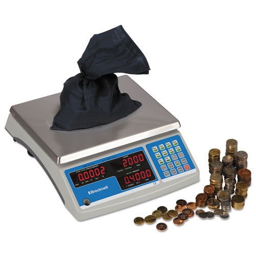 Image of Brecknell Electronic 60 lb Coin and Parts Counting Scale, 11.5 x 8.75, Gray