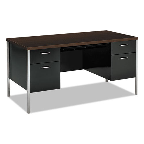 Image of HON® 34000 Series Double Pedestal Desk, 60" X 30" X 29.5", Mocha/black