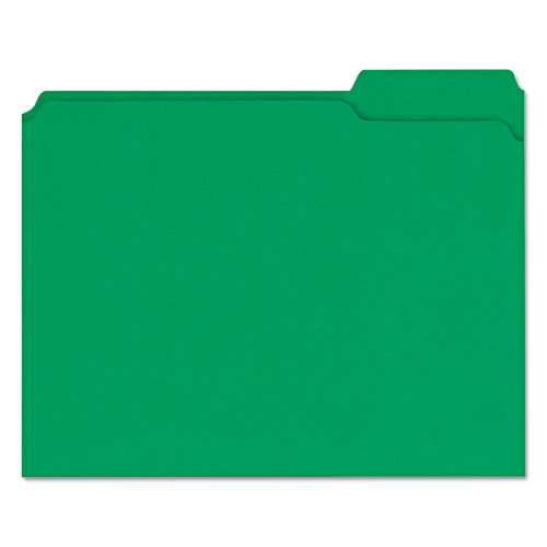 Image of Universal® Reinforced Top-Tab File Folders, 1/3-Cut Tabs: Assorted, Letter Size, 1" Expansion, Green, 100/Box