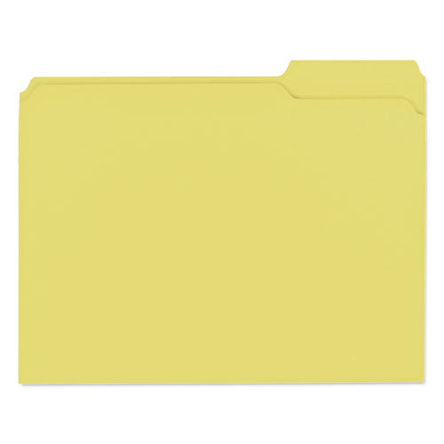 Image of Universal® Reinforced Top-Tab File Folders, 1/3-Cut Tabs: Assorted, Letter Size, 1" Expansion, Yellow, 100/Box