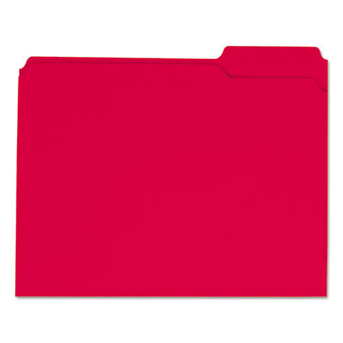 Image of Universal® Reinforced Top-Tab File Folders, 1/3-Cut Tabs: Assorted, Letter Size, 1" Expansion, Red, 100/Box