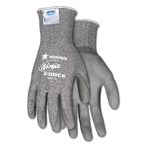 Image of MCR Safety Ninja Force Polyurethane Coated Gloves, Large, Gray, Pair