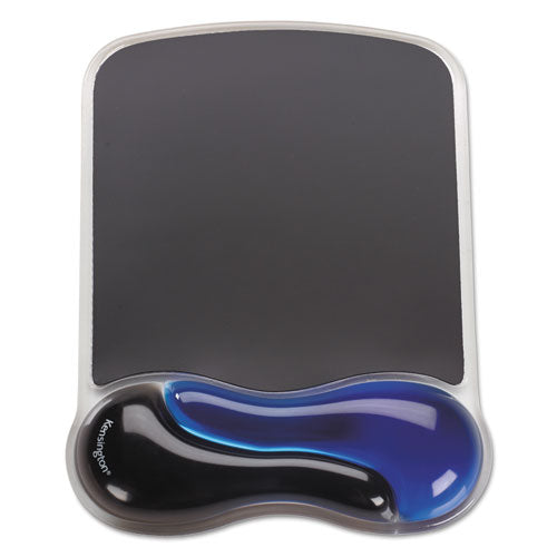 Image of Kensington® Duo Gel Wave Mouse Pad with Wrist Rest, 9.37 x 13, Blue