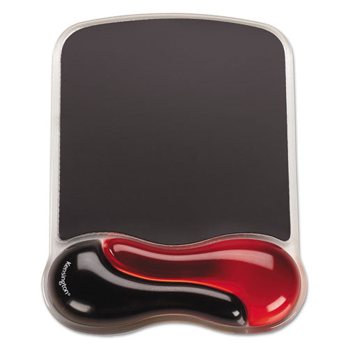 Image of Kensington® Duo Gel Wave Mouse Pad with Wrist Rest, 9.37 x 13, Red