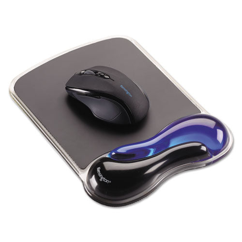 Image of Kensington® Duo Gel Wave Mouse Pad with Wrist Rest, 9.37 x 13, Blue