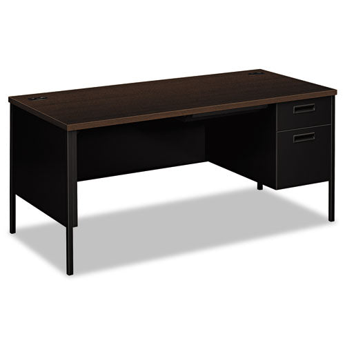 Image of HON® Metro Classic Series Right Pedestal "l" Workstation Desk, 66" X 30" X 29.5", Mocha/black