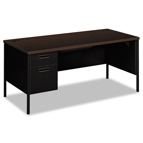 Image of HON® Metro Classic Series Left Pedestal "l" Workstation Desk, 66" X 30" X 29.5", Mocha/black
