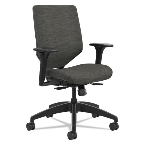 Image of HON® Solve Series Upholstered Back Task Chair, Supports Up To 300 Lb, 17" To 22" Seat Height, Ink Seat/back, Black Base