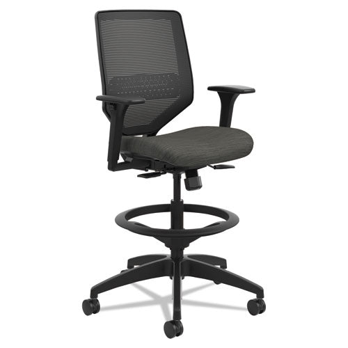 Image of HON® Solve Series Mesh Back Task Stool, Supports Up To 300 Lb, 23" To 33" Seat Height, Ink Seat/back, Black Base