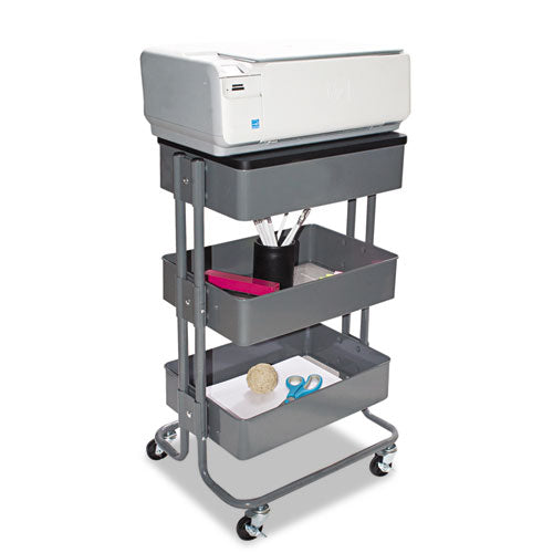 Image of Vertiflex® Adjustable Multi-Use Storage Cart And Stand-Up Workstation, 15.25" X 11" X 18.5" To 39", Gray