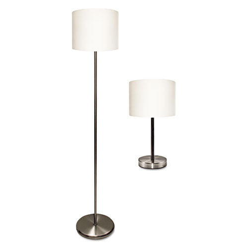 Image of Ledu® Slim Line Lamp Set, Table 12.63" High and Floor 61.5" High, Silver