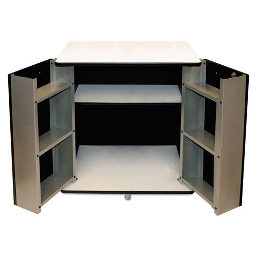 Image of Vertiflex® Refreshment Stand, Engineered Wood, 9 Shelves, 29.5" x 21" x 33", White/Black