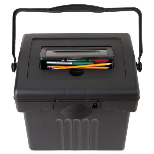 Image of Storex File Box With Organizer, Letter Files, 14" X 11.25" X 14.5", Black