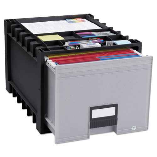 Image of Storex Archive Storage Drawers With Key Lock, Letter Files, 15.25" X 18" X 11.5", Black/gray