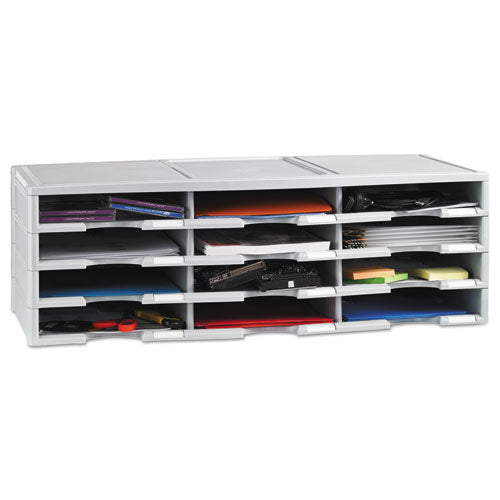 Image of Storex Storex Literature Organizer, 12 Compartments, 10.63 x 13.3 x 31.4, Gray