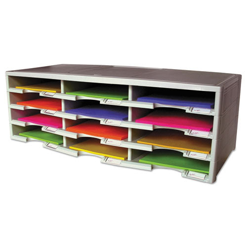 Image of Storex Storex Literature Organizer, 12 Compartments, 10.63 x 13.3 x 31.4, Gray