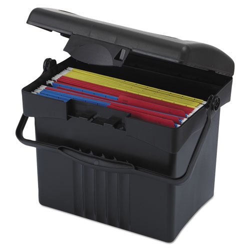 Image of Storex File Box With Organizer, Letter Files, 14" X 11.25" X 14.5", Black
