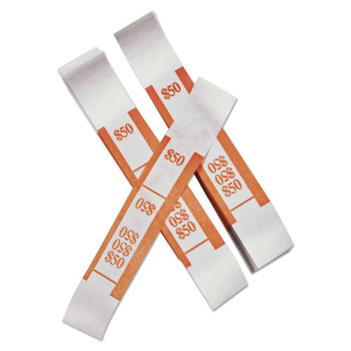 Image of Iconex Color-Coded Kraft Currency Straps, Dollar Bill, $50, Self-Adhesive, 1000/pack