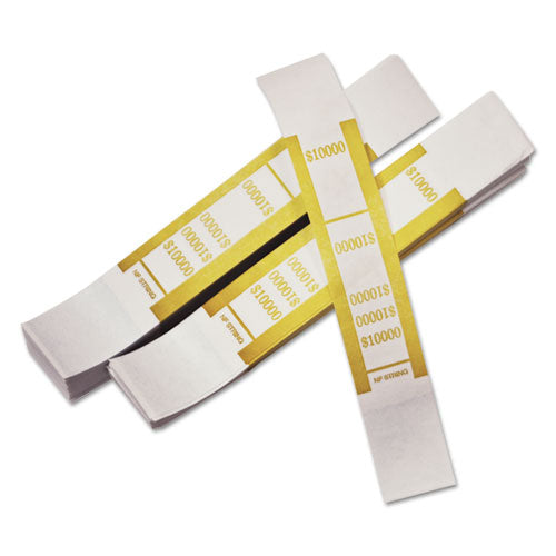 Image of Iconex Self-Adhesive Currency Straps, Mustard, $10,000 In $100 Bills, 1000 Bands/pack