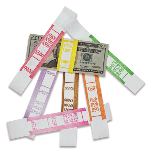 Image of Iconex Color-Coded Kraft Currency Straps, Dollar Bill, $50, Self-Adhesive, 1000/pack