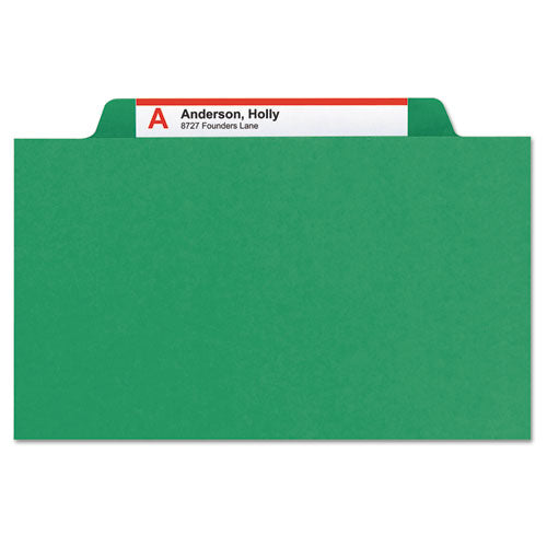 Image of Smead Expanding Recycled Heavy Pressboard Folders, 1/3-Cut Tabs: Assorted, Letter Size, 1" Expansion, Green, 25/Box