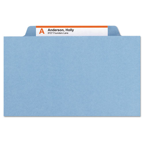 Image of Smead Expanding Recycled Heavy Pressboard Folders, 1/3-Cut Tabs: Assorted, Letter Size, 1" Expansion, Blue, 25/Box