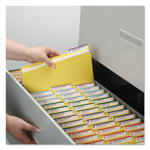 Image of Smead Expanding Recycled Heavy Pressboard Folders, 1/3-Cut Tabs: Assorted, Letter Size, 1" Expansion, Yellow, 25/Box