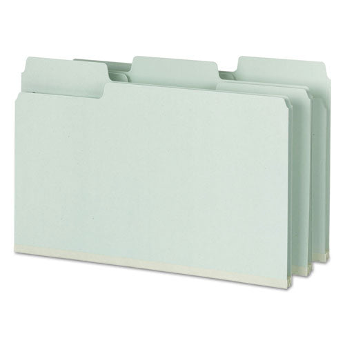 Image of Smead SuperTab Pressboard Fastener Folders with Two SafeSHIELD Fasteners, 2" Expansion, Legal Size, Gray-Green, 25/Box