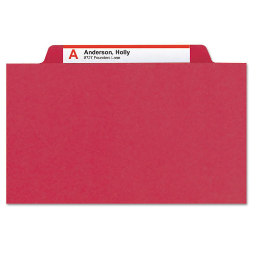 Image of Smead Expanding Recycled Heavy Pressboard Folders, 1/3-Cut Tabs: Assorted, Letter Size, 1" Expansion, Bright Red, 25/Box