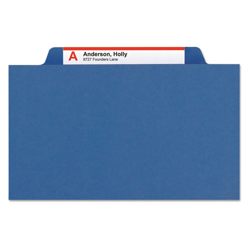 Image of Smead Expanding Recycled Heavy Pressboard Folders, 1/3-Cut Tabs: Assorted, Letter Size, 1" Expansion, Dark Blue, 25/Box