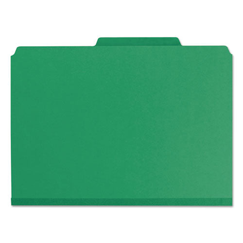 Image of Smead Expanding Recycled Heavy Pressboard Folders, 1/3-Cut Tabs: Assorted, Letter Size, 1" Expansion, Green, 25/Box