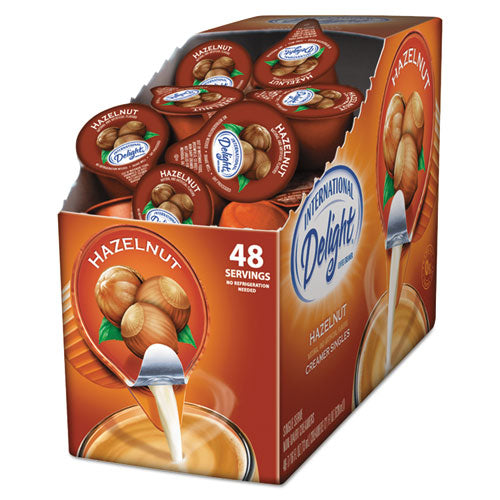 Image of International Delight® Flavored Liquid Non-Dairy Coffee Creamer, Hazelnut, 0.44 oz Mini Cups, 48/Box