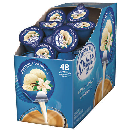 Image of International Delight® Flavored Liquid Non-Dairy Coffee Creamer, French Vanilla, 0.44 oz Mini Cups, 48/Box