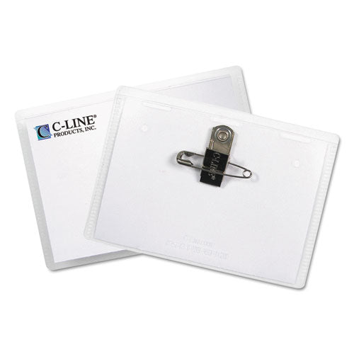 Image of C-Line® Name Badge Kits, Top Load, 3 1/2 X 2 1/4, Clear, Combo Clip/pin, 50/box