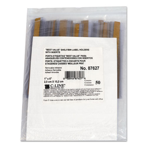 Image of C-Line® Self-Adhesive Label Holders, Top Load, 1 X 6, Clear, 50/pack