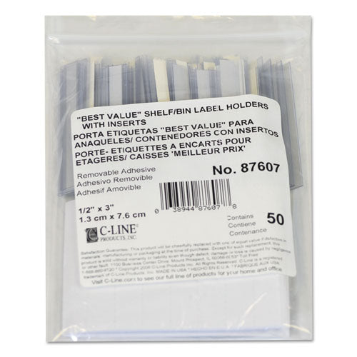 Image of C-Line® Self-Adhesive Label Holders, Top Load, 0.5 x 3, Clear, 50/Pack
