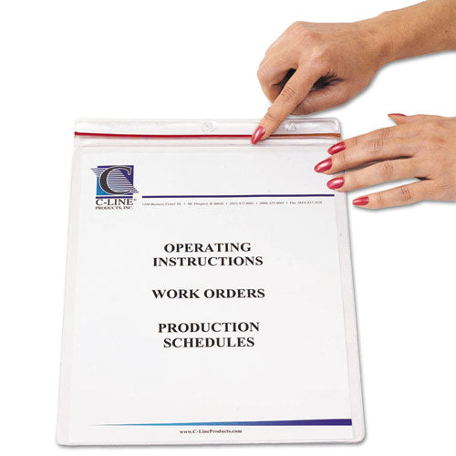 Image of C-Line® Industrial Zipper Seal Shop Ticket Holders, Vinyl, Clear, 55", 9 x 12, 15/Box