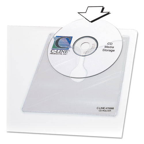 Image of C-Line® Self-Adhesive CD Holder, 1 Disc Capacity, Clear, 10/Pack