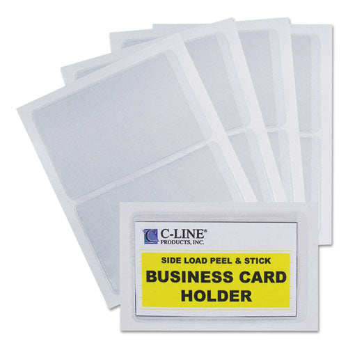 Image of C-Line® Self-Adhesive Business Card Holders, Side Load, 2 x 3.5, Clear, 10/Pack