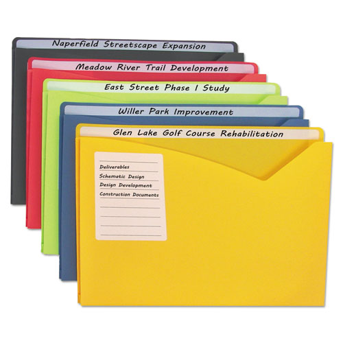 Image of C-Line® Write-On Poly File Jackets, Straight Tab, Letter Size, Assorted Colors, 25/box