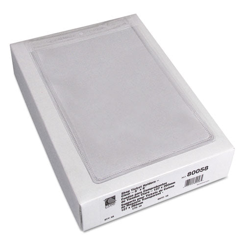 Image of C-Line® Clear Vinyl Shop Ticket Holders, Both Sides Clear, 25 Sheets, 5 X 8, 50/box