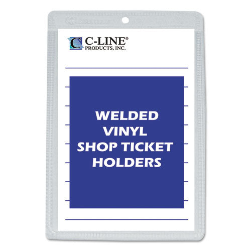 Image of C-Line® Clear Vinyl Shop Ticket Holders, Both Sides Clear, 25 Sheets, 5 X 8, 50/box